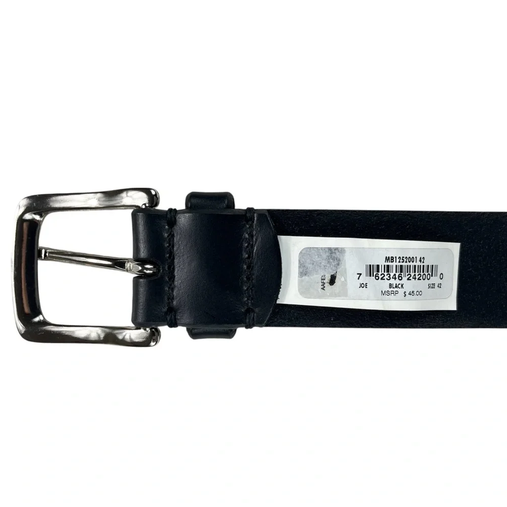 Fossil Men’s Leather Belt Black Size 42 Genuine Leather Silver Buckle‎